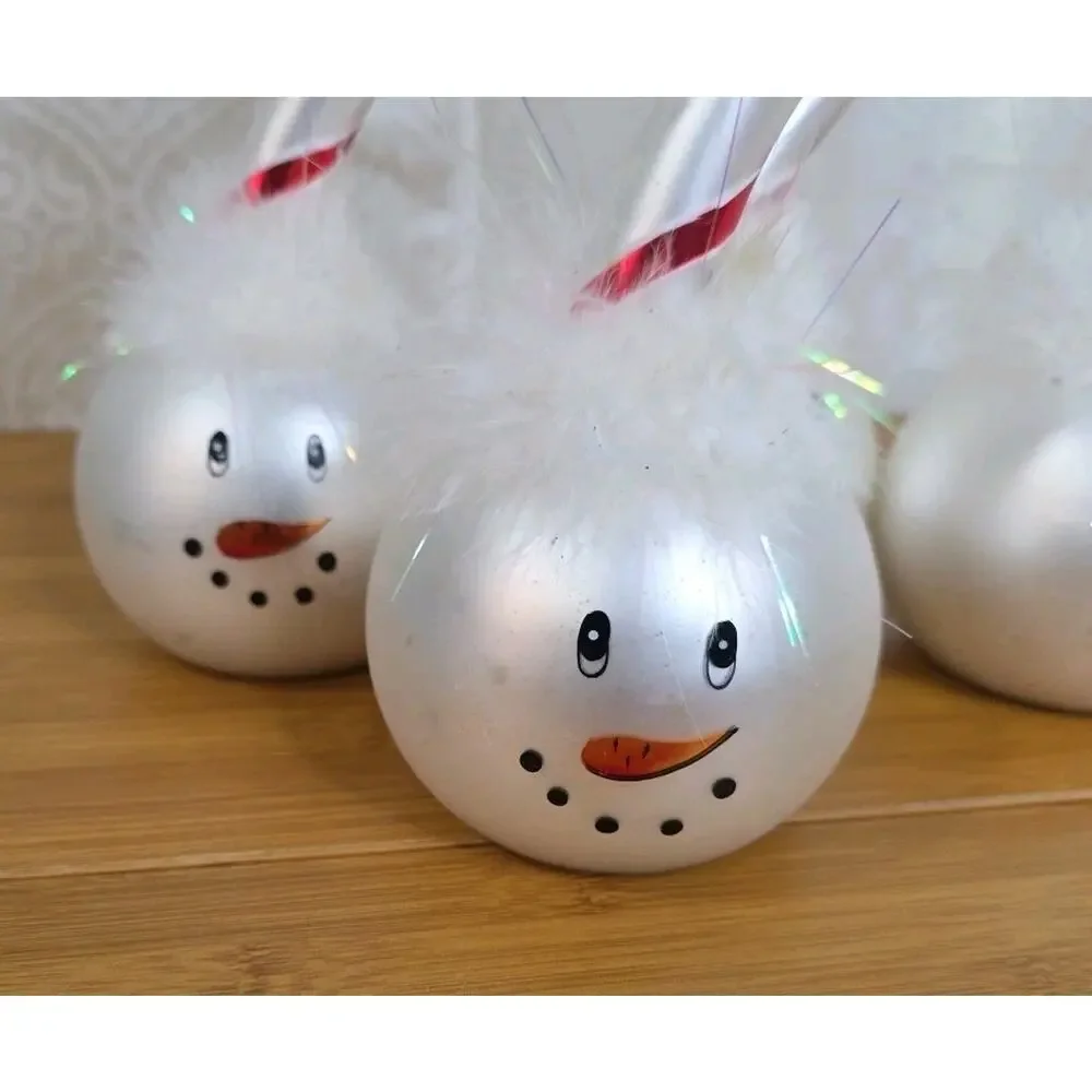 SNOWMAN w/Whimsical Hat blown Glass Christmas Ornament Large 11